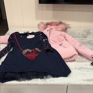 Pink and Navy Kids Jacket and Dress Set